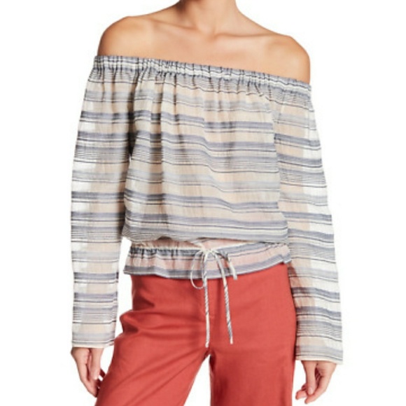 Theory Tops - NWT! Theory Off The Shoulder Stripe Silk-Blend Top